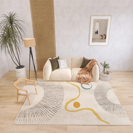 91家纺网 家纺一手货源 找家纺 （总）芙宁娜 2023新款仿羊绒地毯客厅沙发房间卧室茶几毯现代轻奢法式简约黑白线条地毯