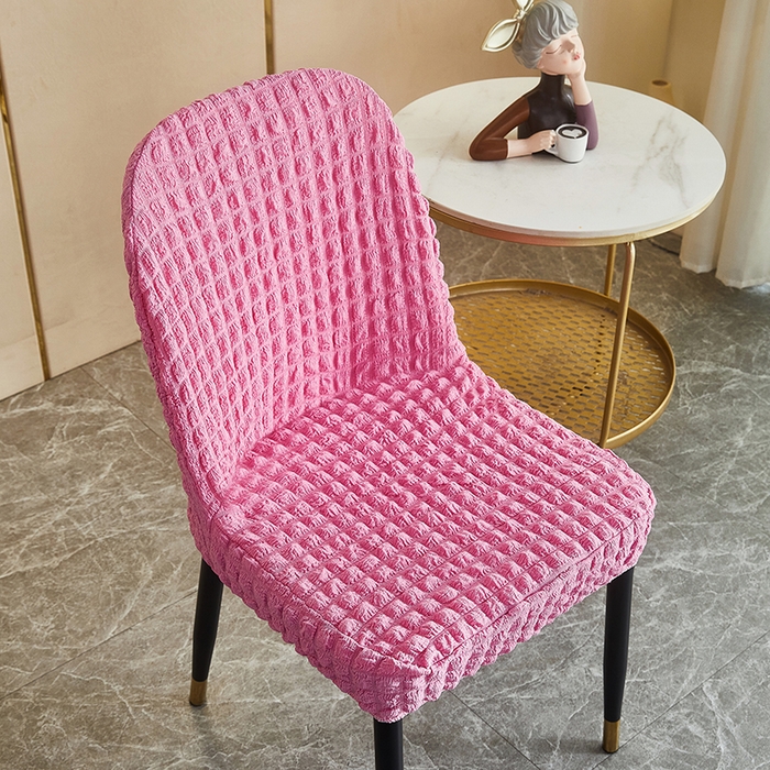 91家纺网 家纺一手货源 找家纺 丝绮鹿 2023新款爆米花弧形椅子套 玫红