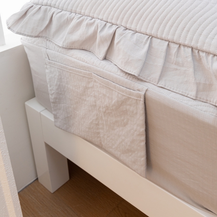 91家纺网 家纺一手货源 找家纺 紫碧螺家纺 2023新款暗提花水洗棉麻绗绣款双面印花床笠 床笠-灰