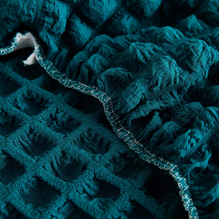 91家纺网 家纺一手货源 找家纺 丝绮鹿 2023新款爆米花弧形椅子套 黛蓝