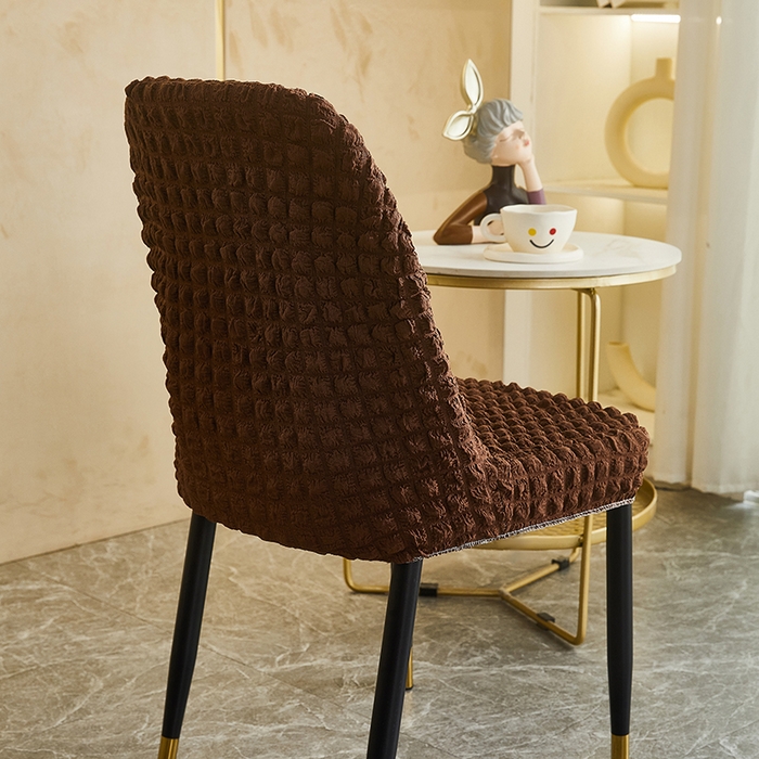 91家纺网 家纺一手货源 找家纺 丝绮鹿 2023新款爆米花弧形椅子套 咖啡