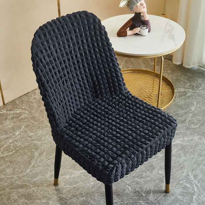 91家纺网 家纺一手货源 找家纺 丝绮鹿 2023新款爆米花弧形椅子套 碳灰