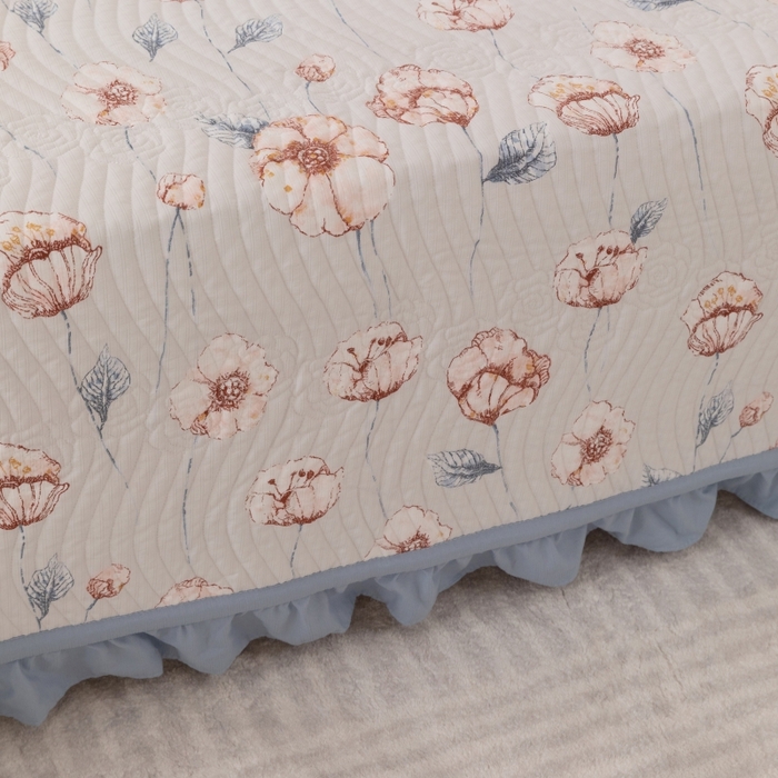 91家纺网 家纺一手货源 找家纺 紫碧螺家纺 2024新款暗提花水洗棉麻绗绣款双面多用欧式床盖 花锦