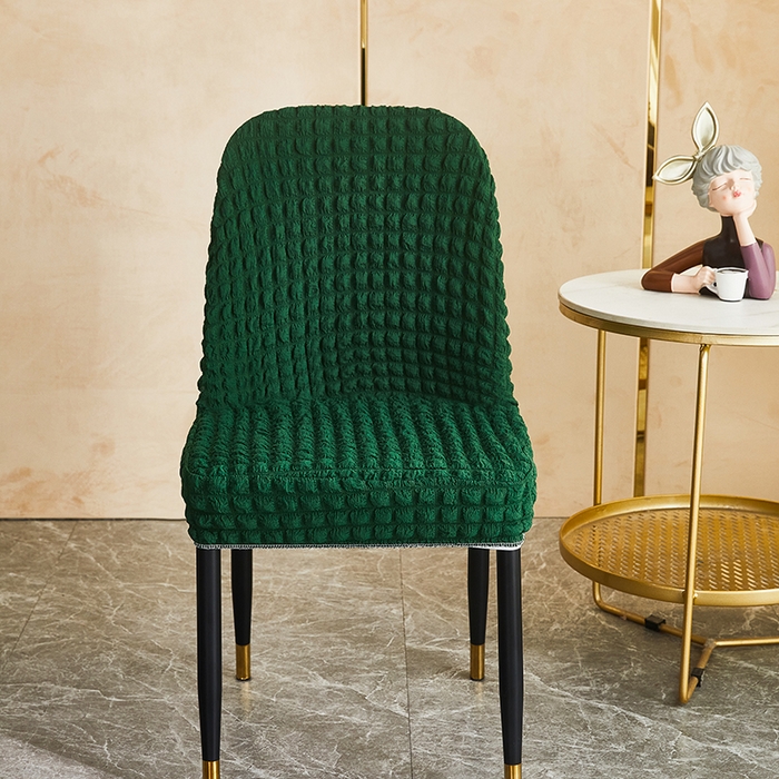 91家纺网 家纺一手货源 找家纺 丝绮鹿 2023新款爆米花弧形椅子套 墨绿