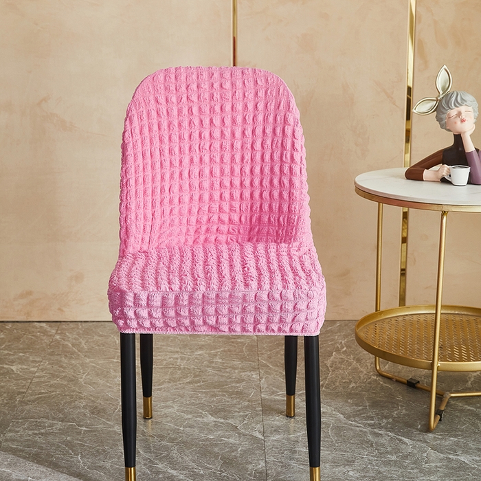 91家纺网 家纺一手货源 找家纺 丝绮鹿 2023新款爆米花弧形椅子套 玫红