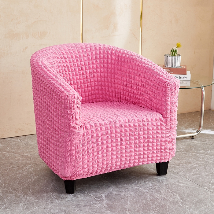 91家纺网 家纺一手货源 找家纺 丝绮鹿 2023新款爆米花半圆形沙发套 玫红