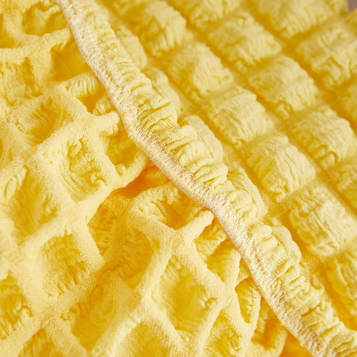 91家纺网 家纺一手货源 找家纺 丝绮鹿 2023新款爆米花半圆形沙发套 柠檬黄