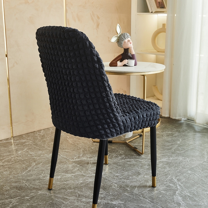 91家纺网 家纺一手货源 找家纺 丝绮鹿 2023新款爆米花弧形椅子套 碳灰