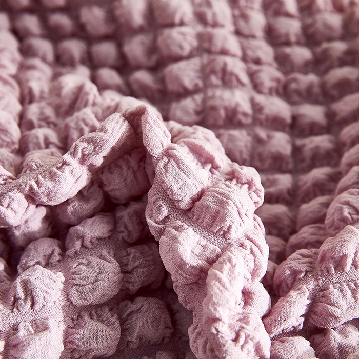 91家纺网 家纺一手货源 找家纺 丝绮鹿 2023新款爆米花弧形椅子套 粉色