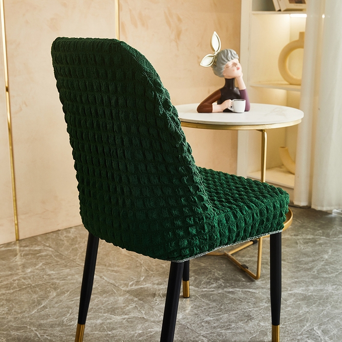 91家纺网 家纺一手货源 找家纺 丝绮鹿 2023新款爆米花弧形椅子套 墨绿