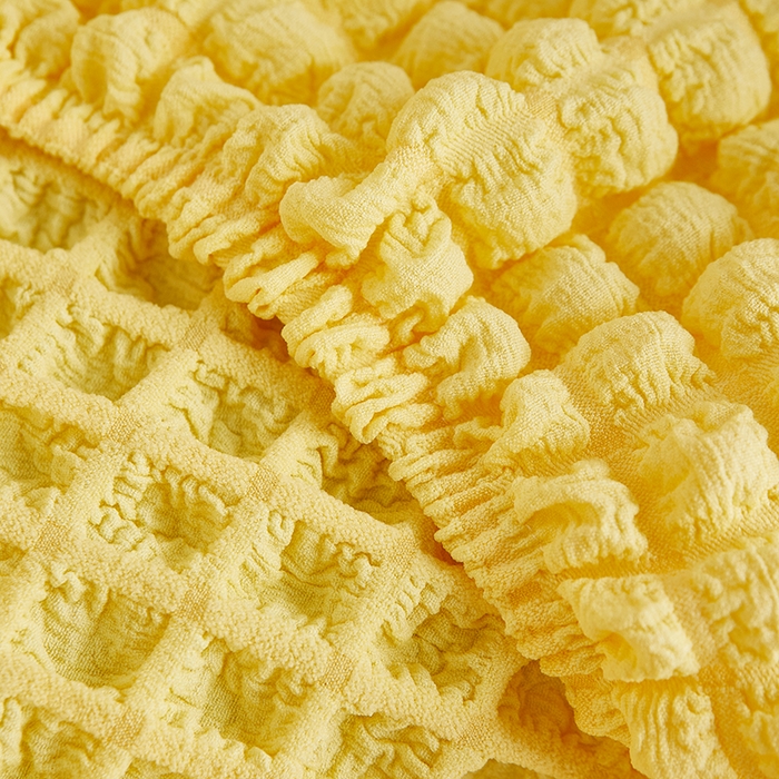 91家纺网 家纺一手货源 找家纺 丝绮鹿 2023新款爆米花半圆形沙发套 柠檬黄