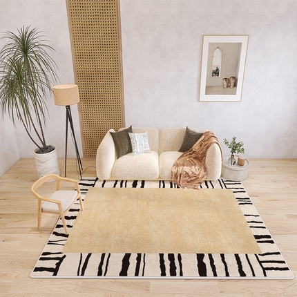 91家纺网 家纺一手货源 找家纺 （总）芙宁娜 2023新款仿羊绒地毯客厅沙发房间卧室茶几毯现代轻奢法式简约黑白线条地毯