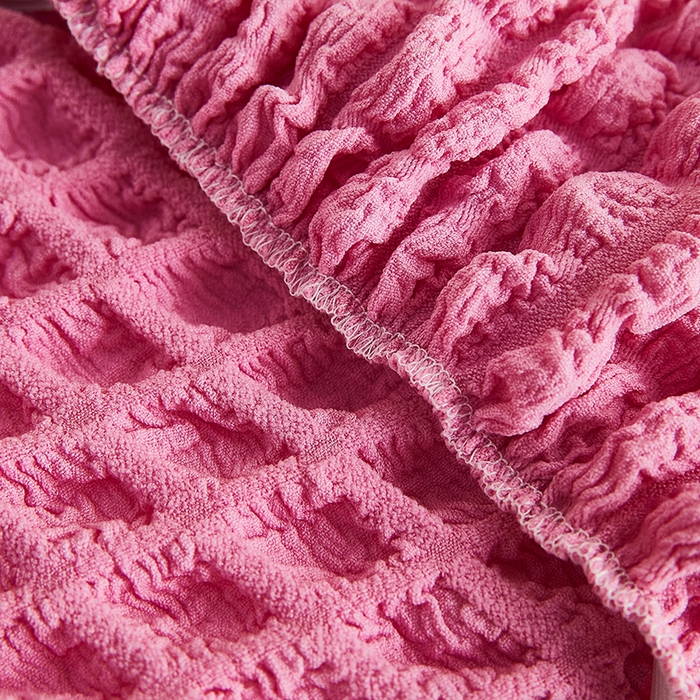 91家纺网 家纺一手货源 找家纺 丝绮鹿 2023新款爆米花弧形椅子套 玫红