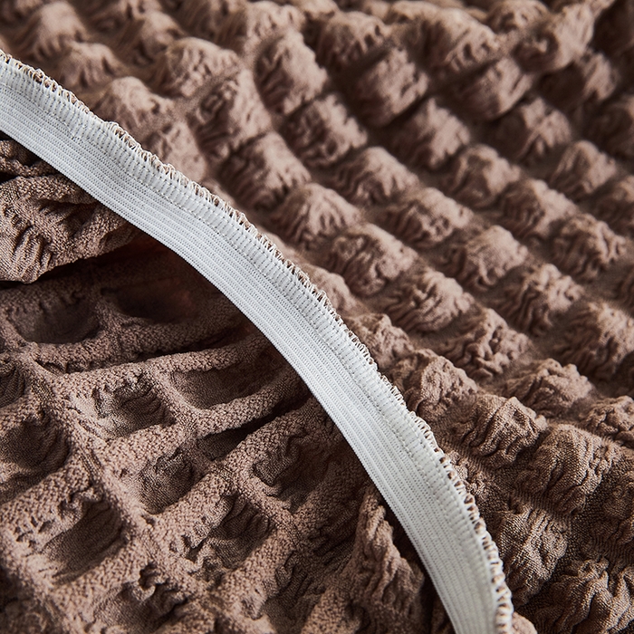 91家纺网 家纺一手货源 找家纺 丝绮鹿 2023新款爆米花弧形椅子套 驼色