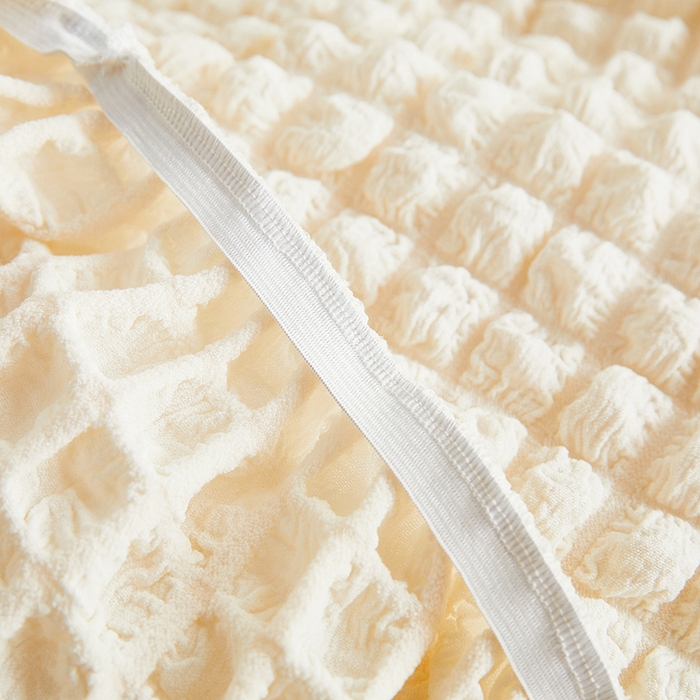 91家纺网 家纺一手货源 找家纺 丝绮鹿 2023新款爆米花弧形椅子套 乳白