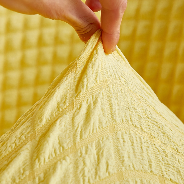 91家纺网 家纺一手货源 找家纺 丝绮鹿 2023新款爆米花半圆形沙发套 柠檬黄