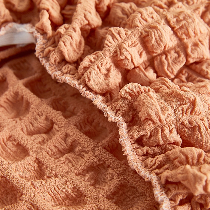 91家纺网 家纺一手货源 找家纺 丝绮鹿 2023新款爆米花弧形椅子套 蜜橙