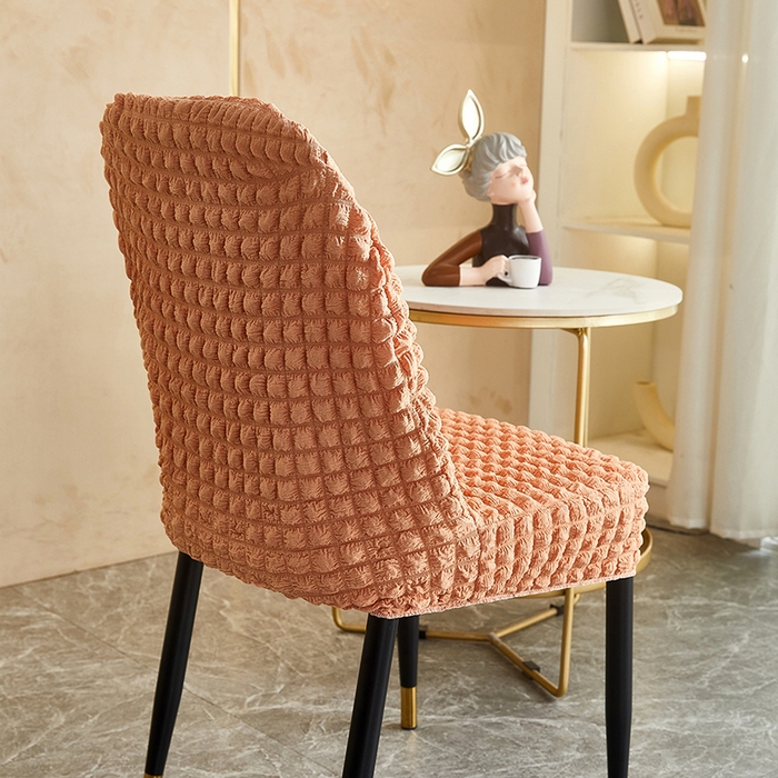 91家纺网 家纺一手货源 找家纺 丝绮鹿 2023新款爆米花弧形椅子套 蜜橙