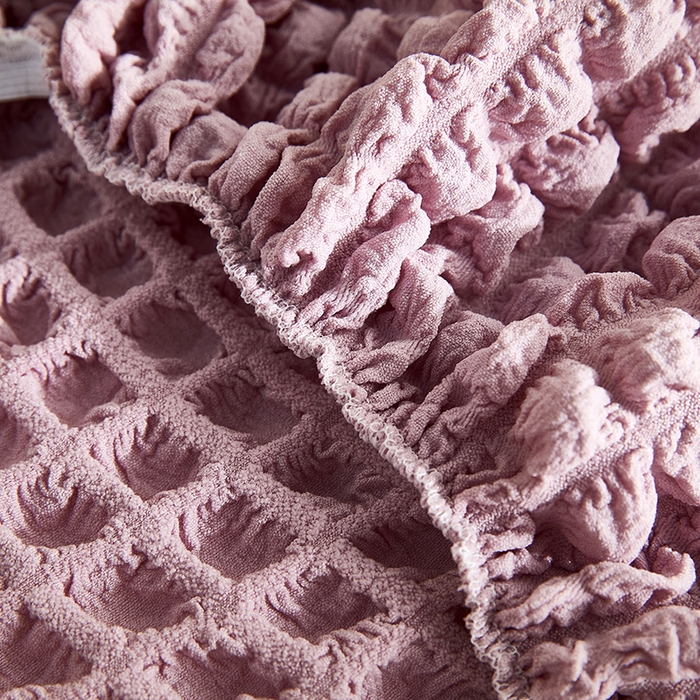 91家纺网 家纺一手货源 找家纺 丝绮鹿 2023新款爆米花弧形椅子套 粉色