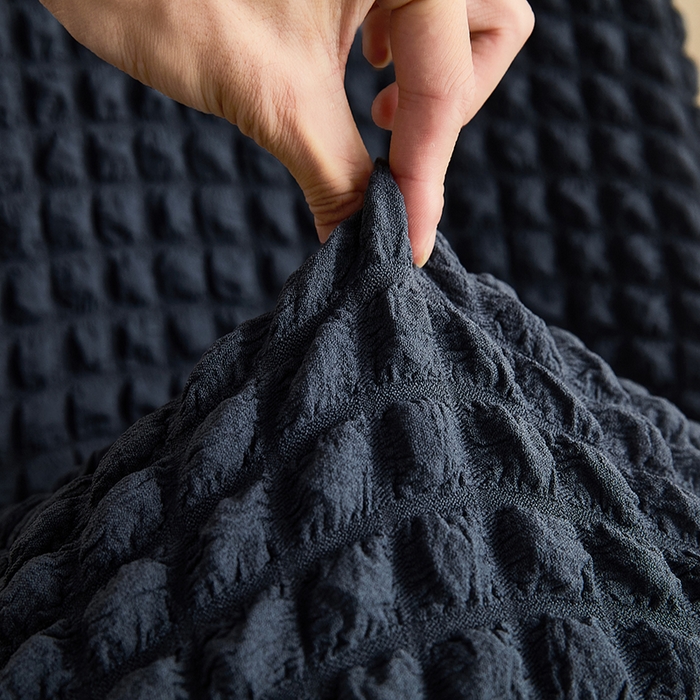 91家纺网 家纺一手货源 找家纺 丝绮鹿 2023新款爆米花弧形椅子套 碳灰