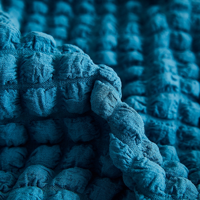 91家纺网 家纺一手货源 找家纺 丝绮鹿 2023新款爆米花弧形椅子套 湖蓝