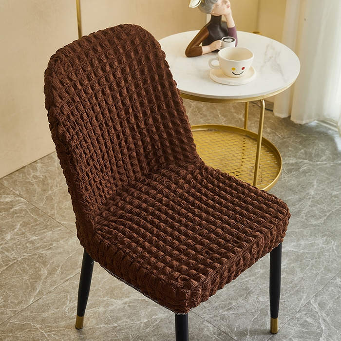 91家纺网 家纺一手货源 找家纺 丝绮鹿 2023新款爆米花弧形椅子套 咖啡
