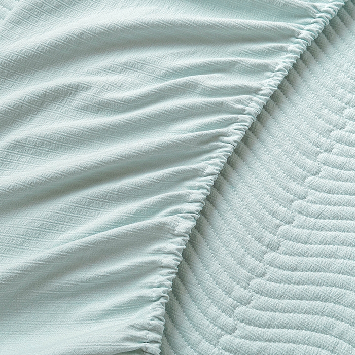 91家纺网 家纺一手货源 找家纺 紫碧螺家纺 2023新款暗提花水洗棉麻绗绣款双面印花床笠 床笠-绿 