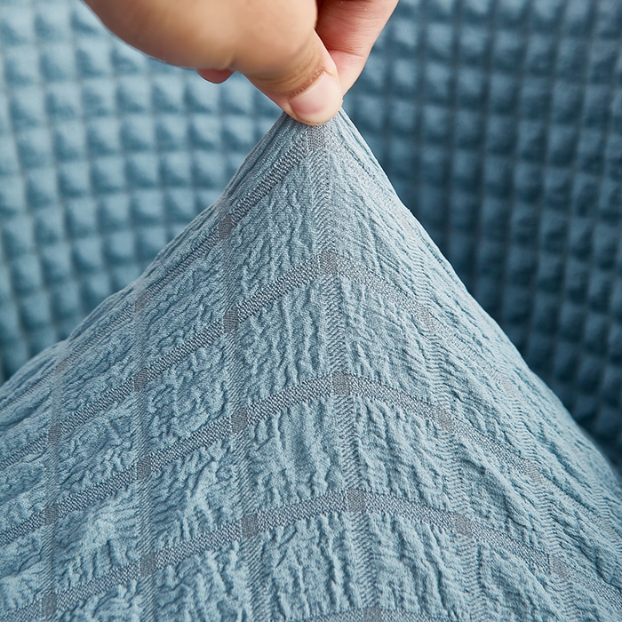 91家纺网 家纺一手货源 找家纺 丝绮鹿 2023新款爆米花半圆形沙发套 雾霾蓝