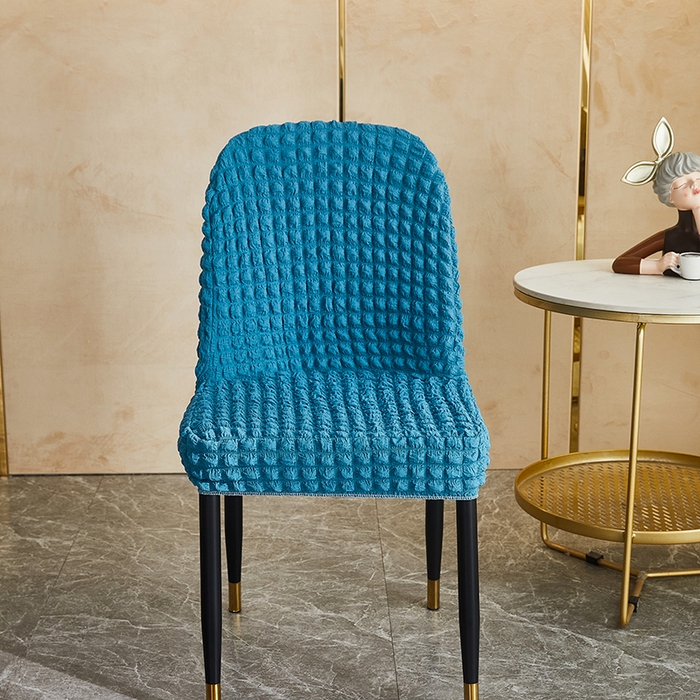 91家纺网 家纺一手货源 找家纺 丝绮鹿 2023新款爆米花弧形椅子套 湖蓝