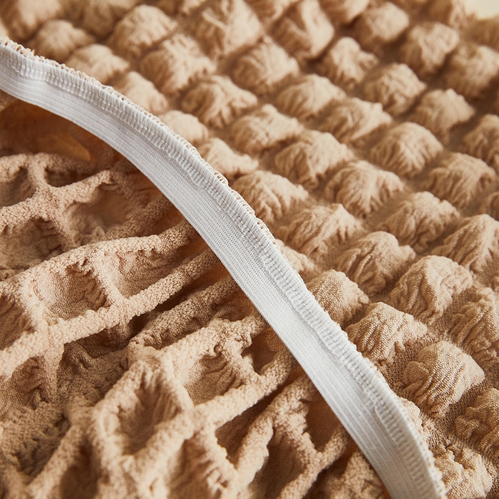 91家纺网 家纺一手货源 找家纺 丝绮鹿 2023新款爆米花弧形椅子套 米黄