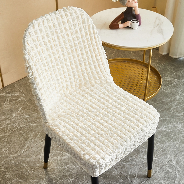 91家纺网 家纺一手货源 找家纺 丝绮鹿 2023新款爆米花弧形椅子套 乳白