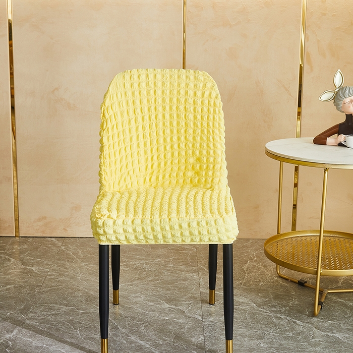 91家纺网 家纺一手货源 找家纺 丝绮鹿 2023新款爆米花弧形椅子套 柠檬黄