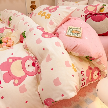 91家纺网 家纺一手货源 找家纺 （总）小懒猪 2024春夏新款全棉卡通印花四件套