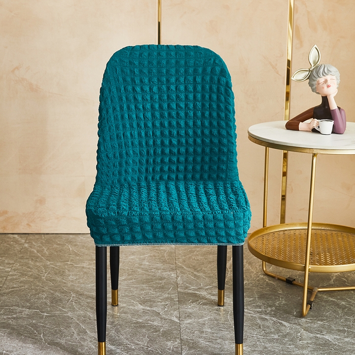 91家纺网 家纺一手货源 找家纺 丝绮鹿 2023新款爆米花弧形椅子套 黛蓝