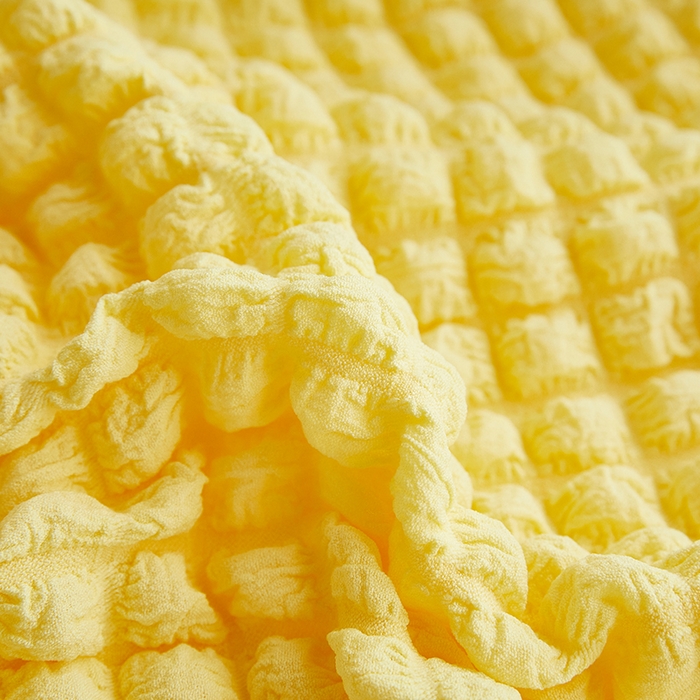 91家纺网 家纺一手货源 找家纺 丝绮鹿 2023新款爆米花弧形椅子套 柠檬黄