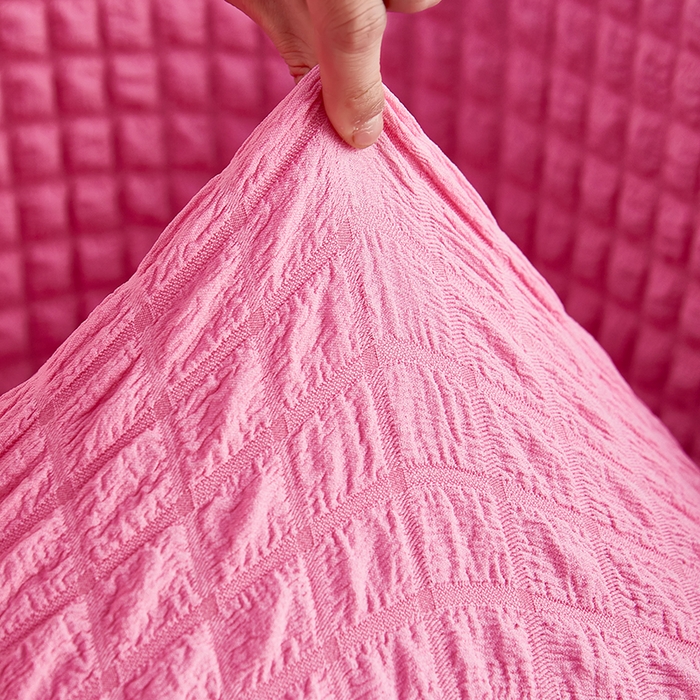 91家纺网 家纺一手货源 找家纺 丝绮鹿 2023新款爆米花半圆形沙发套 玫红