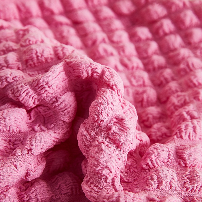 91家纺网 家纺一手货源 找家纺 丝绮鹿 2023新款爆米花弧形椅子套 玫红