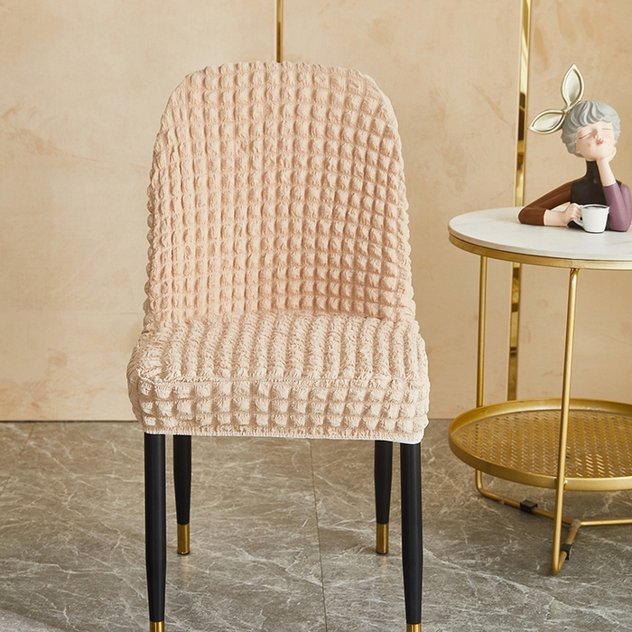 91家纺网 家纺一手货源 找家纺 丝绮鹿 2023新款爆米花弧形椅子套 米黄