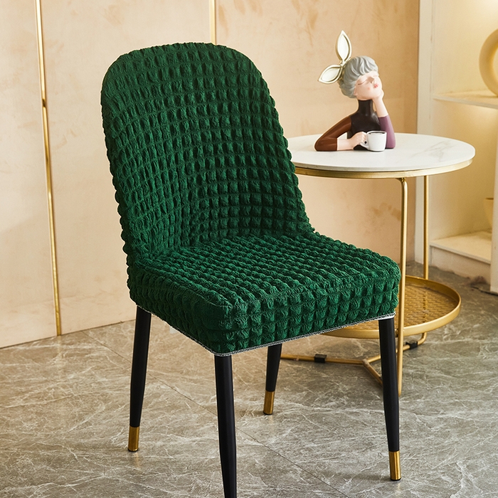 91家纺网 家纺一手货源 找家纺 丝绮鹿 2023新款爆米花弧形椅子套 墨绿