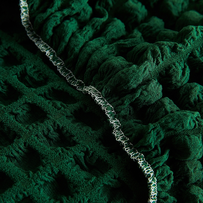 91家纺网 家纺一手货源 找家纺 丝绮鹿 2023新款爆米花弧形椅子套 墨绿