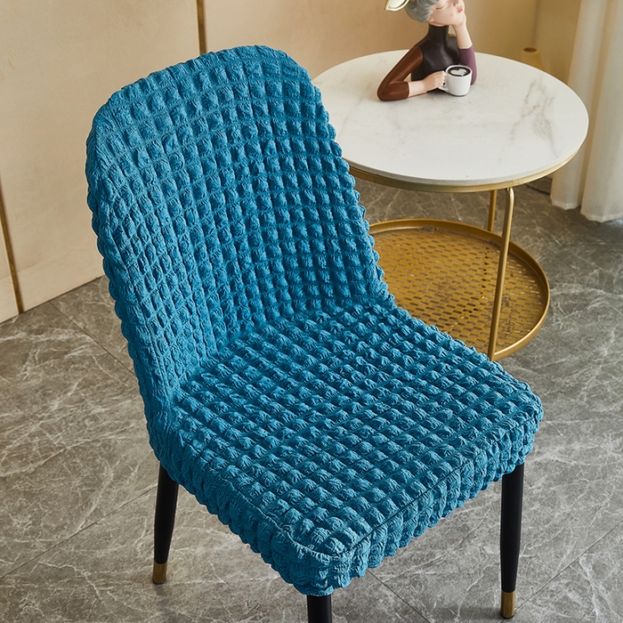 91家纺网 家纺一手货源 找家纺 丝绮鹿 2023新款爆米花弧形椅子套 湖蓝