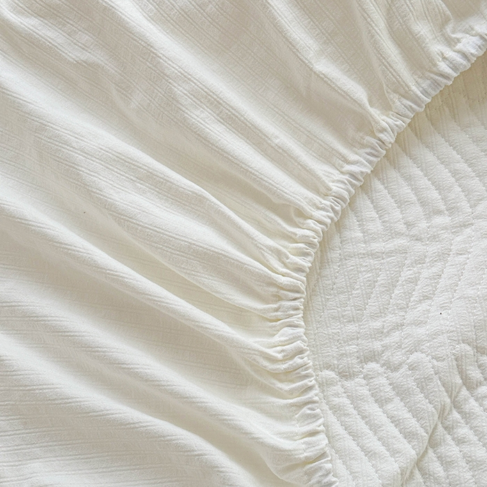 91家纺网 家纺一手货源 找家纺 紫碧螺家纺 2023新款暗提花水洗棉麻绗绣款双面印花床笠 床笠-白