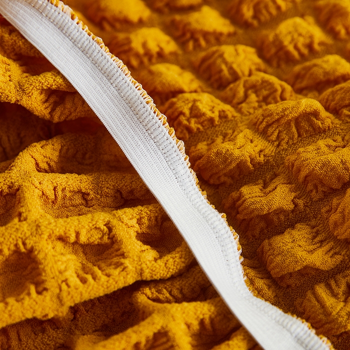 91家纺网 家纺一手货源 找家纺 丝绮鹿 2023新款爆米花弧形椅子套 姜黄