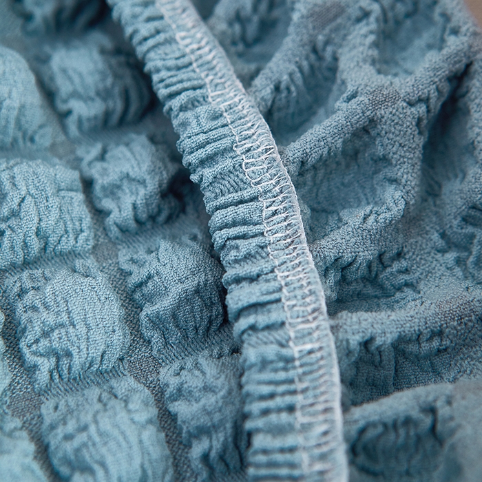 91家纺网 家纺一手货源 找家纺 丝绮鹿 2023新款爆米花半圆形沙发套 雾霾蓝