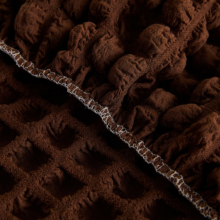 91家纺网 家纺一手货源 找家纺 丝绮鹿 2023新款爆米花弧形椅子套 咖啡