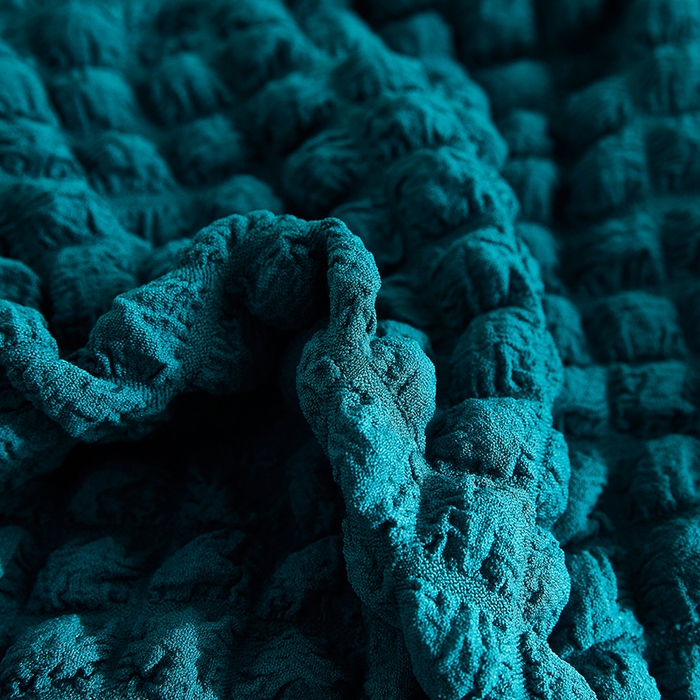 91家纺网 家纺一手货源 找家纺 丝绮鹿 2023新款爆米花弧形椅子套 黛蓝