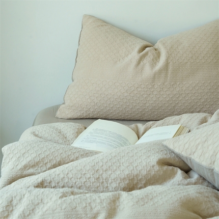 91家纺网 家纺一手货源 找家纺 子和家居 2023新款全棉美拉德提花四件套-蜂巢 蜂巢（杏仁黄）