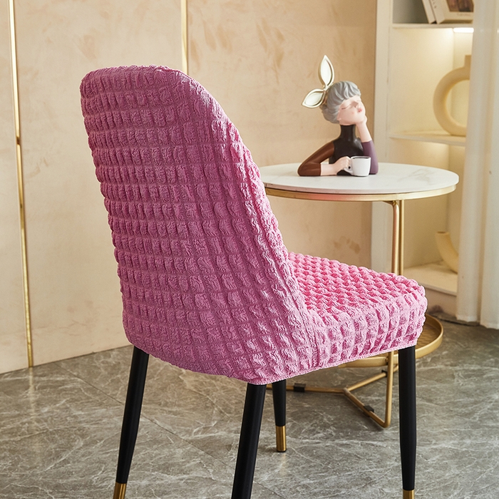 91家纺网 家纺一手货源 找家纺 丝绮鹿 2023新款爆米花弧形椅子套 玫红