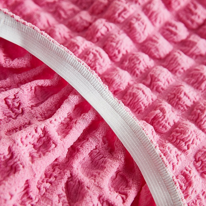 91家纺网 家纺一手货源 找家纺 丝绮鹿 2023新款爆米花弧形椅子套 玫红