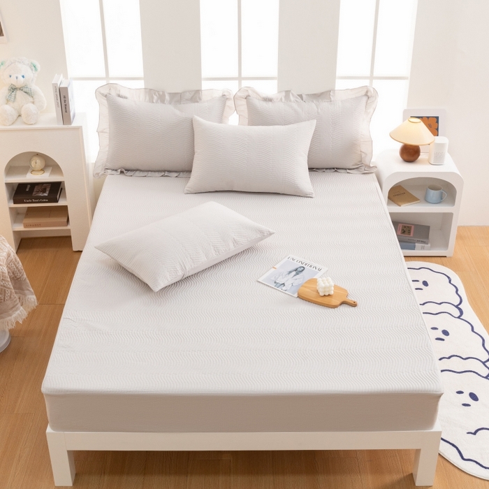 91家纺网 家纺一手货源 找家纺 紫碧螺家纺 2023新款暗提花水洗棉麻绗绣款双面印花床笠 床笠-灰